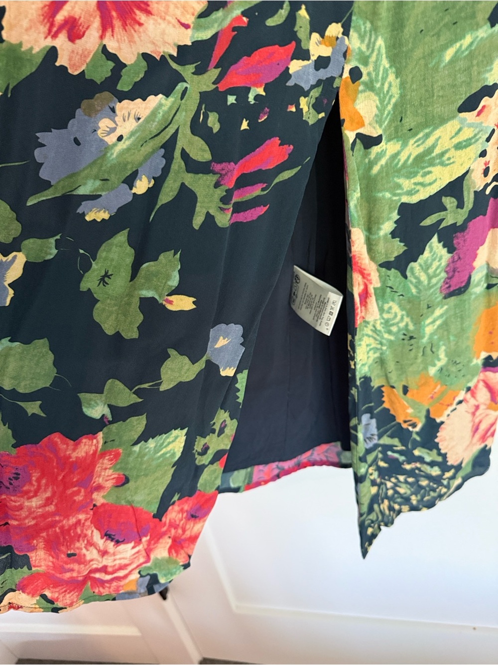 Sézane Floral Midi Dress in Navy with Pink & Green Accents - Picture 4 of 7